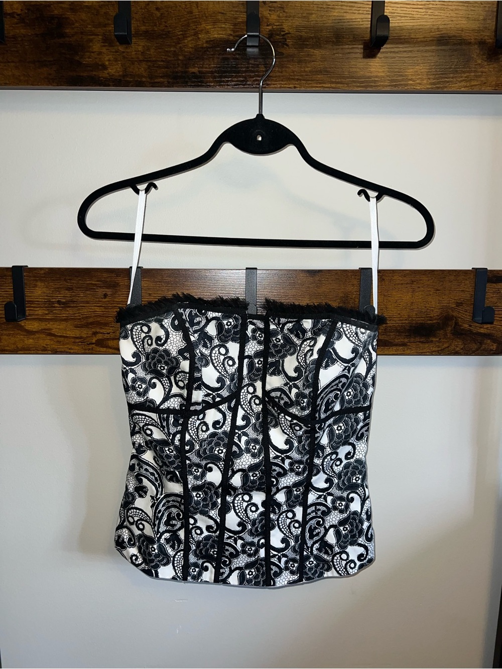 Black & White Lace Corset Top